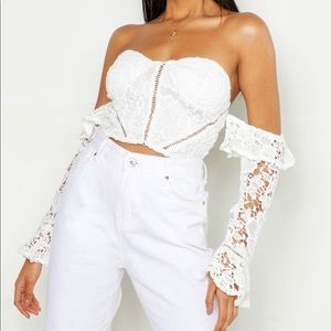 BOOHOO White Crochet Top